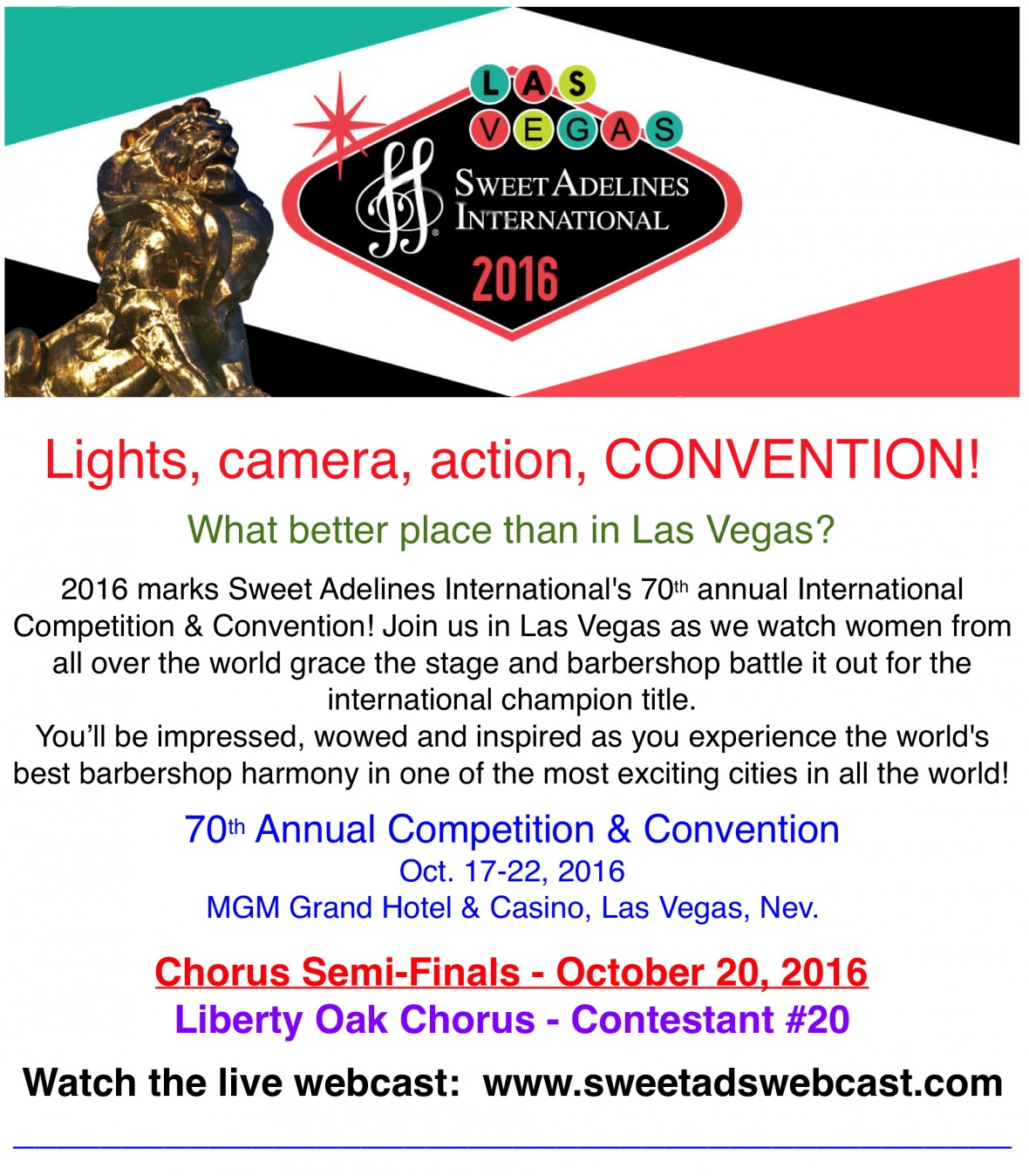 Sweet Adelines International 70th Annual Competition & Convention Oct